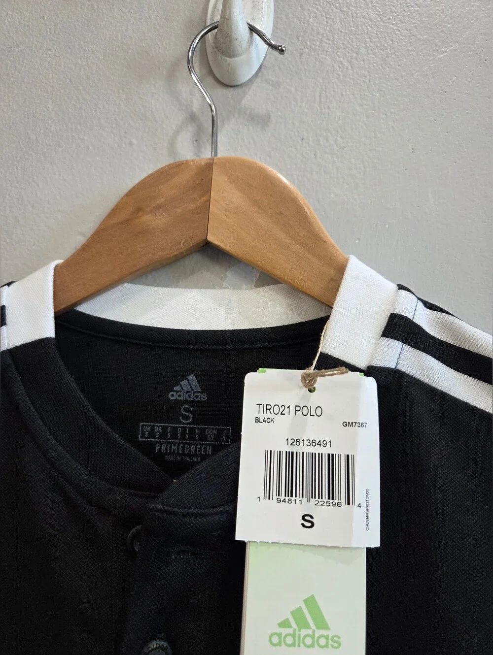 Adidas Tiro 21 Polo Soccer Shirt Black White Primegreen Men's Size Small